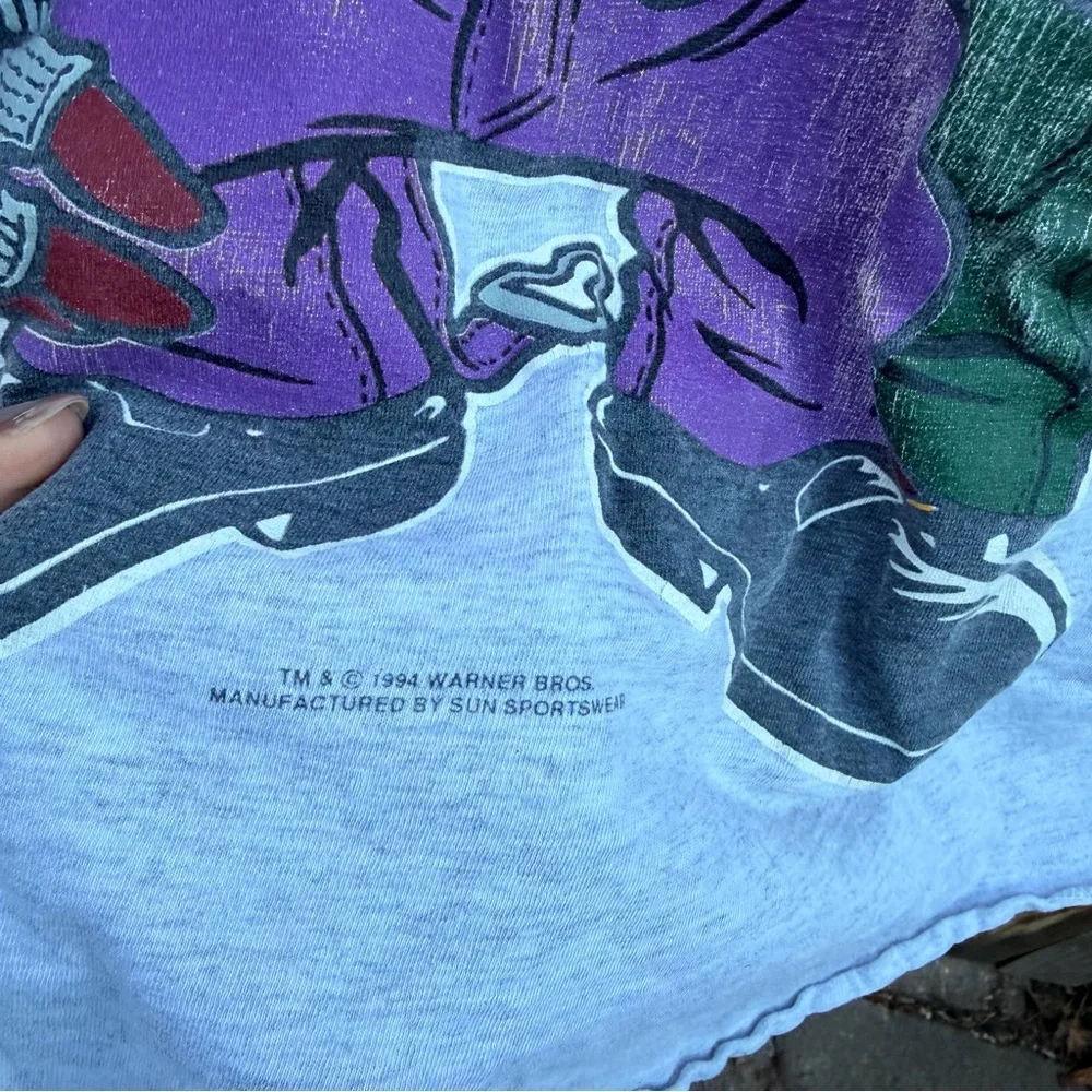 Vintage 1994 Looney Tunes Bugs Taz Sylvester Baseball Shirt Distressed Size L